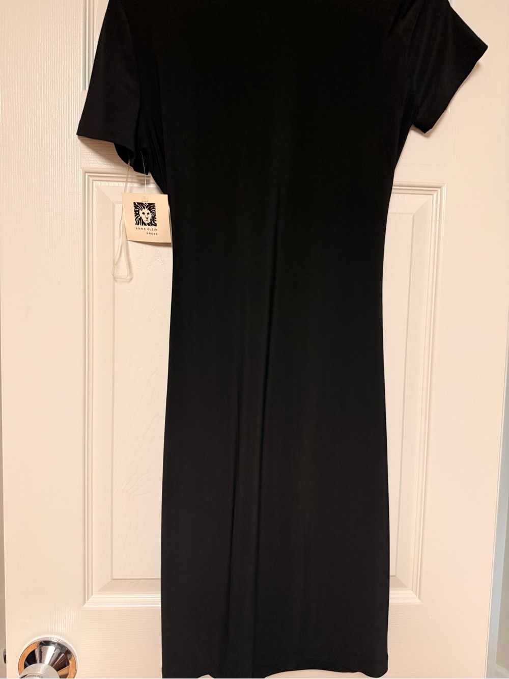 Anne Klein Black Midi Dress with Gold Buckle - Picture 4 of 6